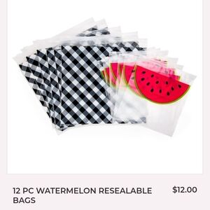 Miamica Watermelon and Checkered Resealable Bags - 12 Pack